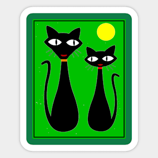 Cat Couple Abstract Whimsical Surreal Print Sticker